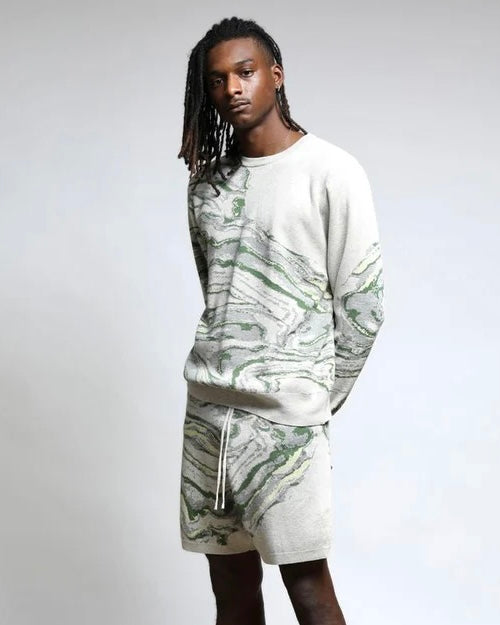 Azurite Color Spill Sweater Shorts-MENS-Twenty
