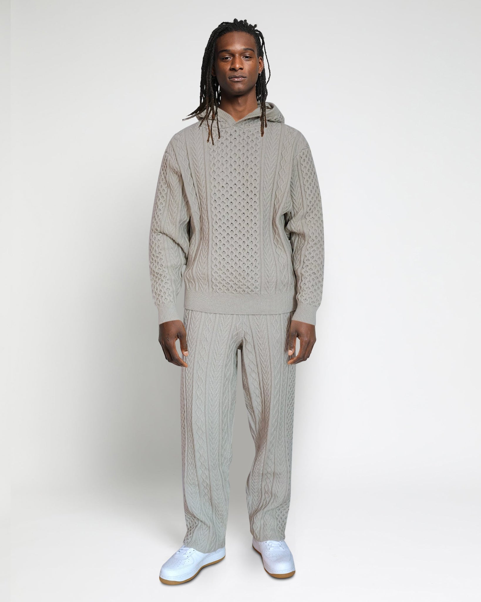 Crescent Binary Cable Knit Hoodie-MENS-Twenty