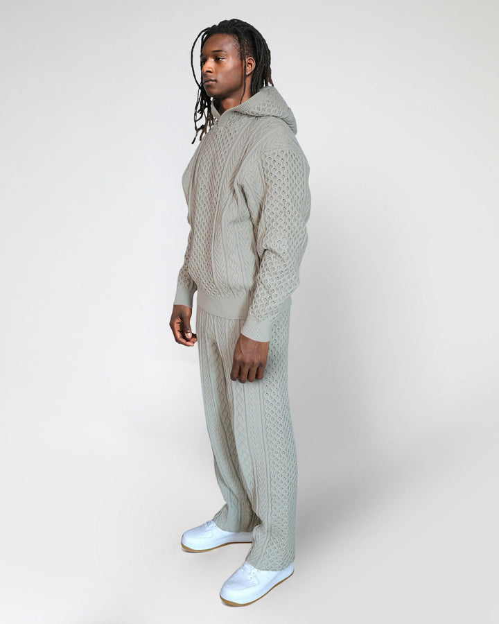 Crescent Binary Cable Knit Hoodie-MENS-Twenty