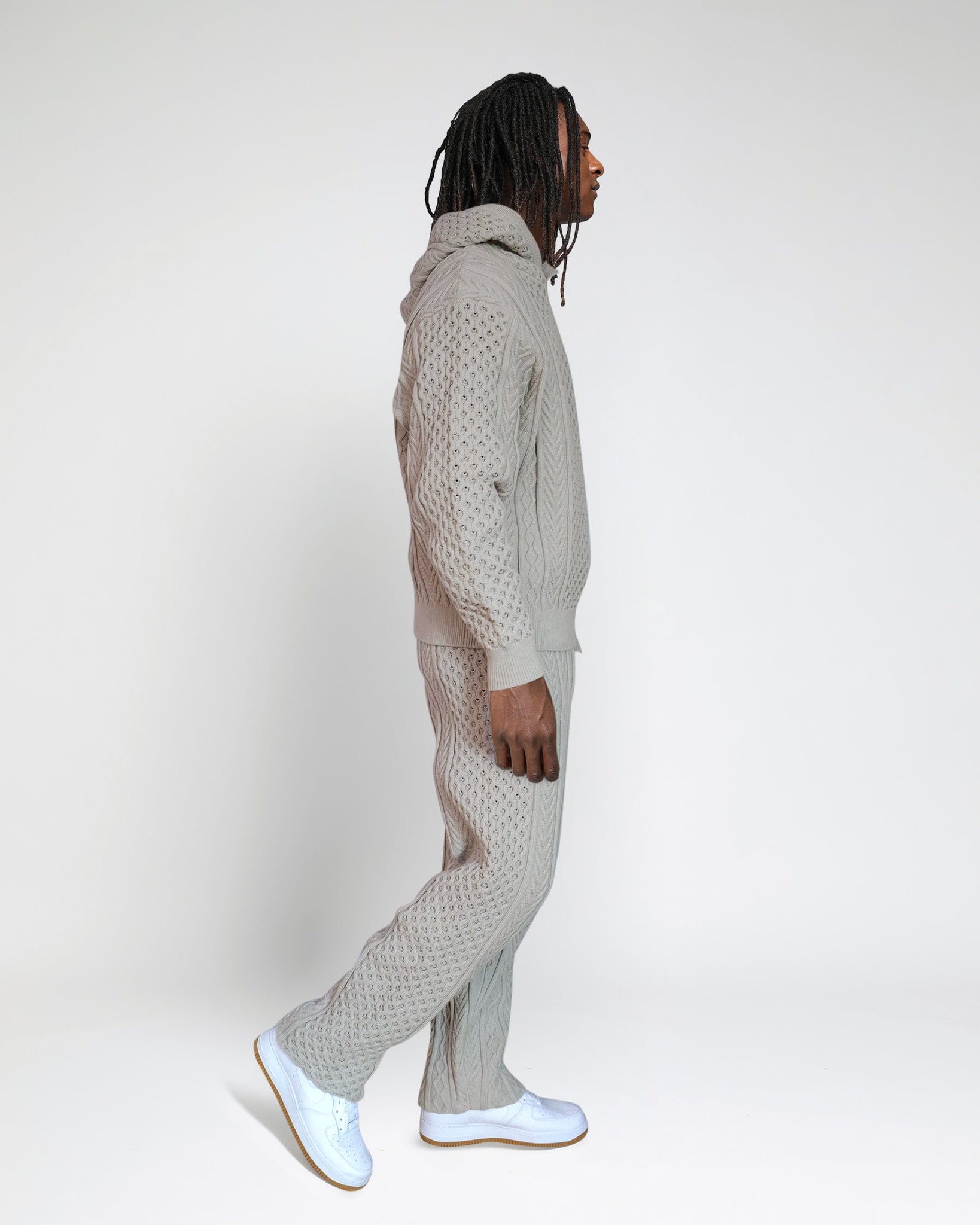 Crescent Binary Cable Knit Hoodie-MENS-Twenty