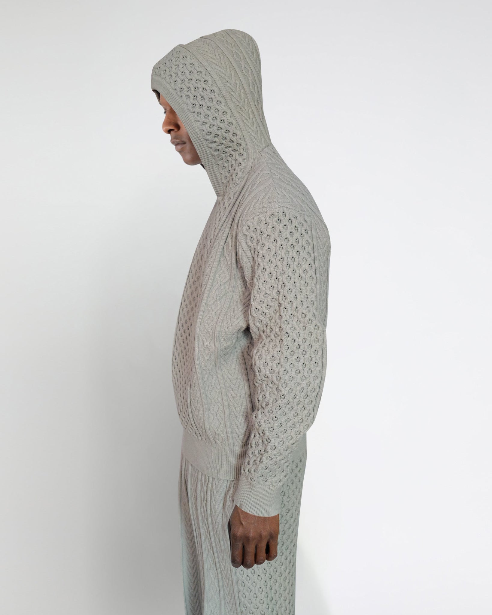 Crescent Binary Cable Knit Hoodie-MENS-Twenty