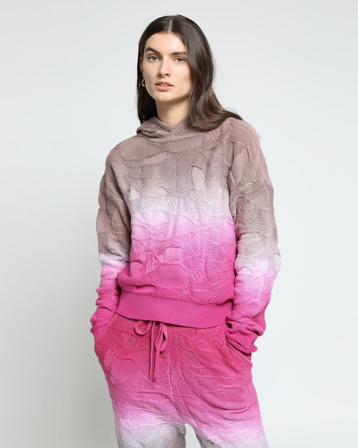 Crossover Netting Sweater Dip Dye Hoodie (FINAL SALE)-Womens-Twenty