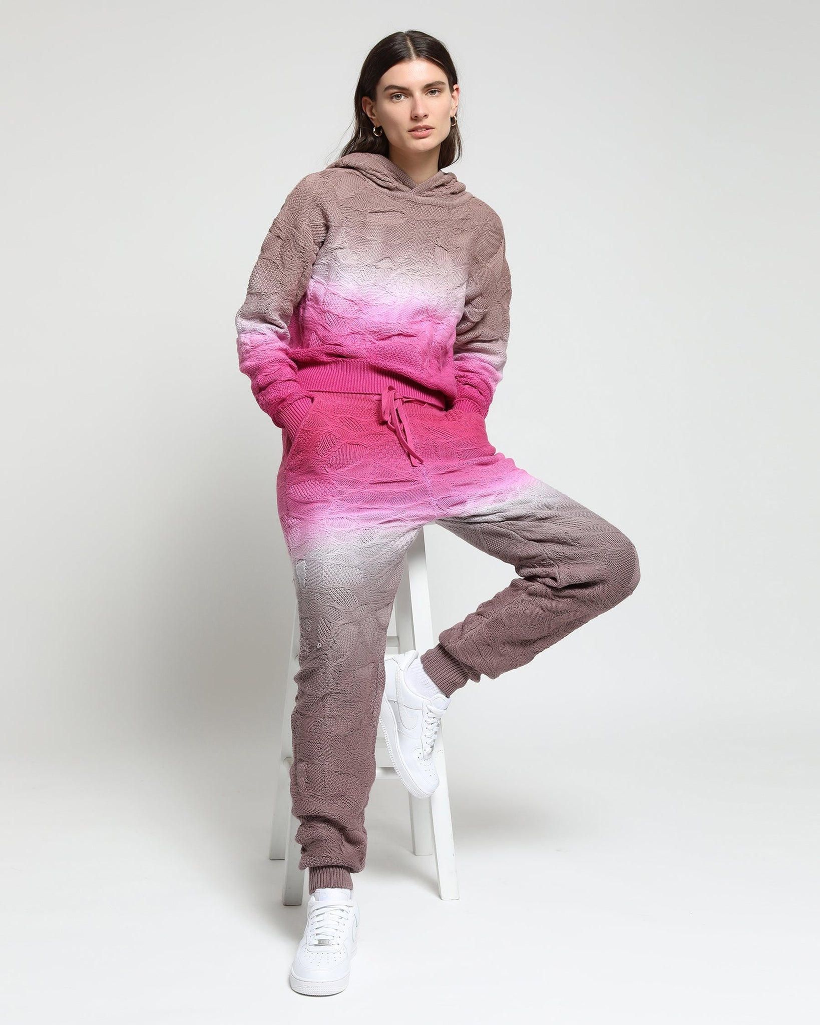 Crossover Netting Sweater Dip Dye Joggers (FINAL SALE)-Womens-Twenty