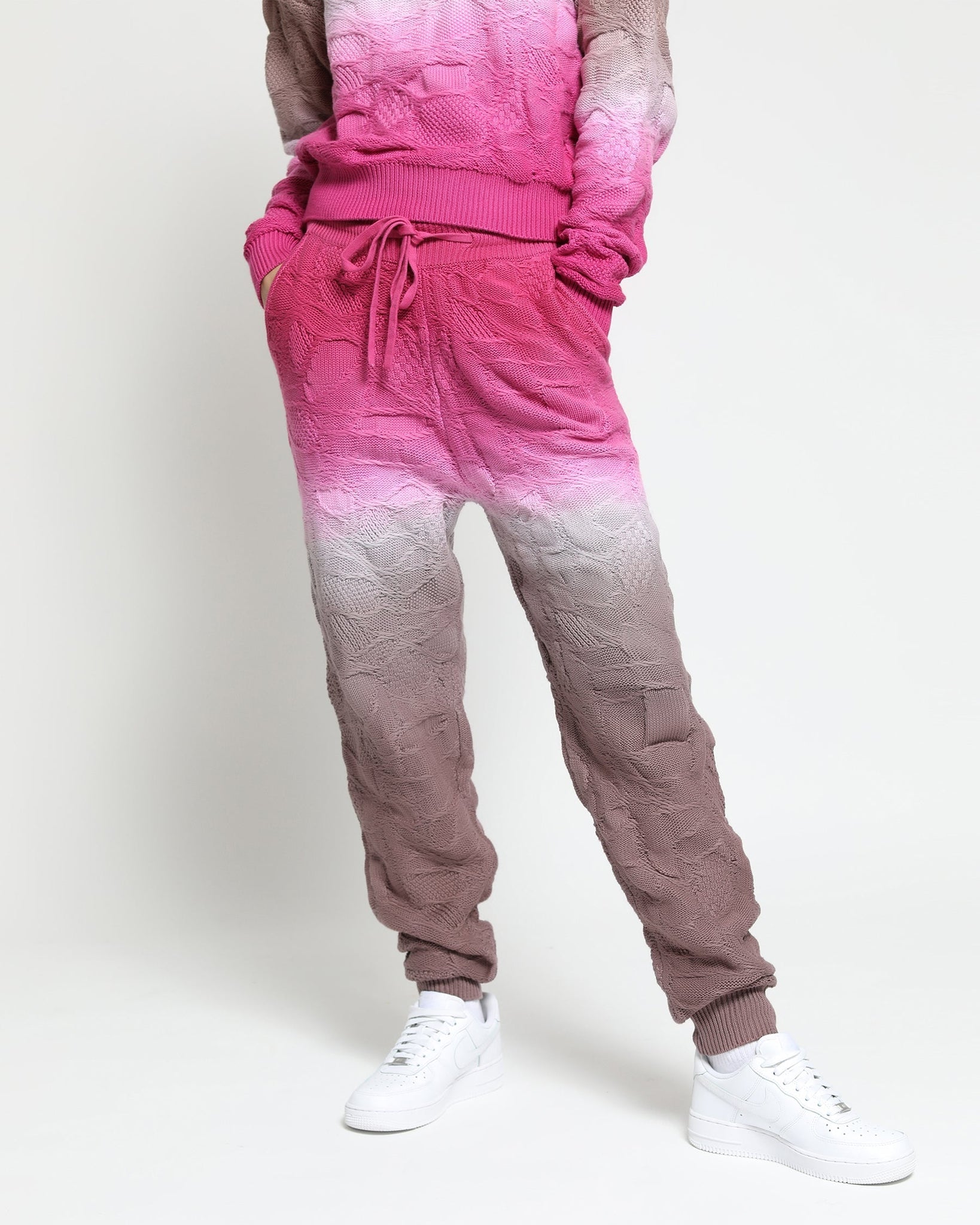 Crossover Netting Sweater Dip Dye Joggers (FINAL SALE)-Womens-Twenty