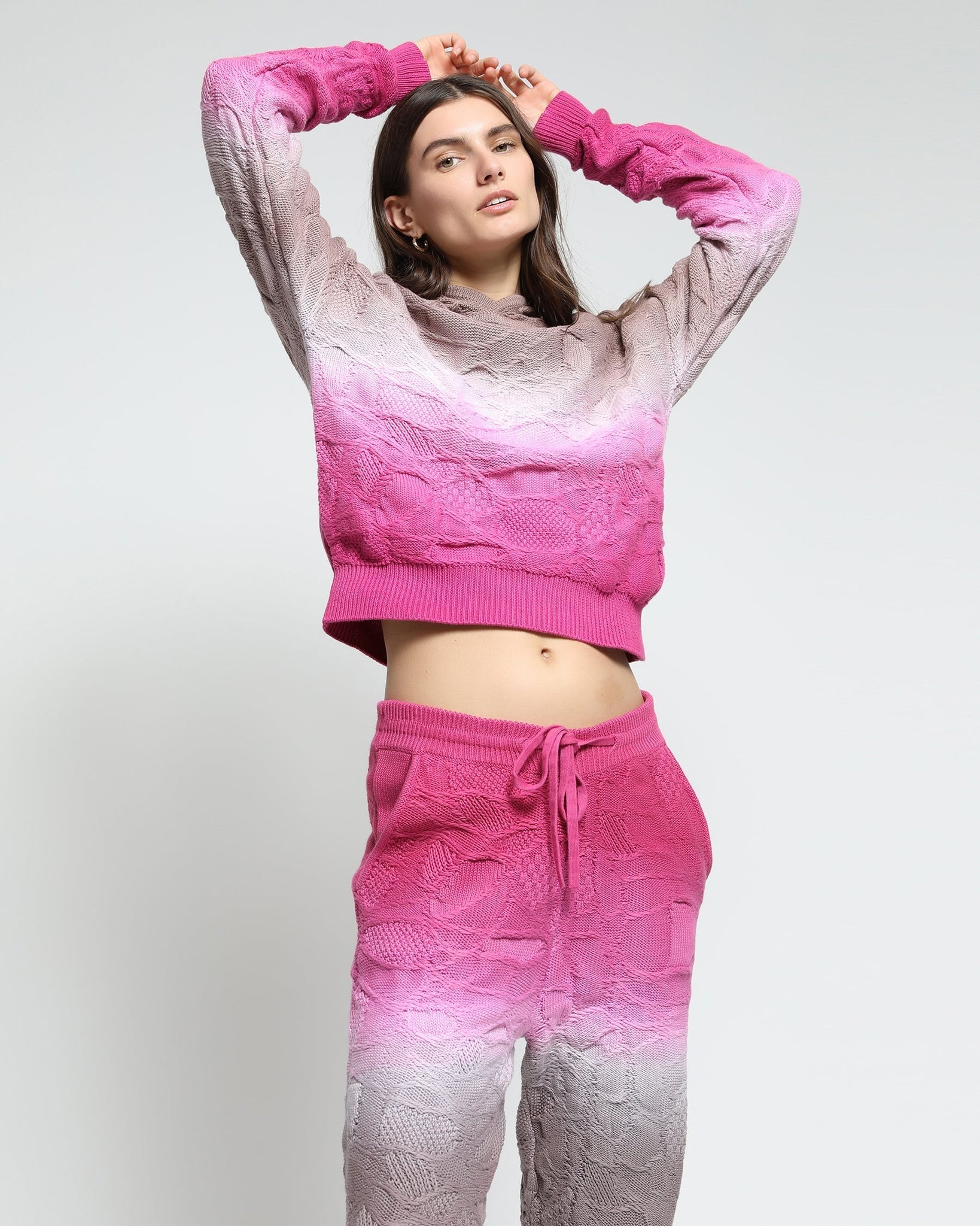 Crossover Netting Sweater Dip Dye Joggers (FINAL SALE)-Womens-Twenty