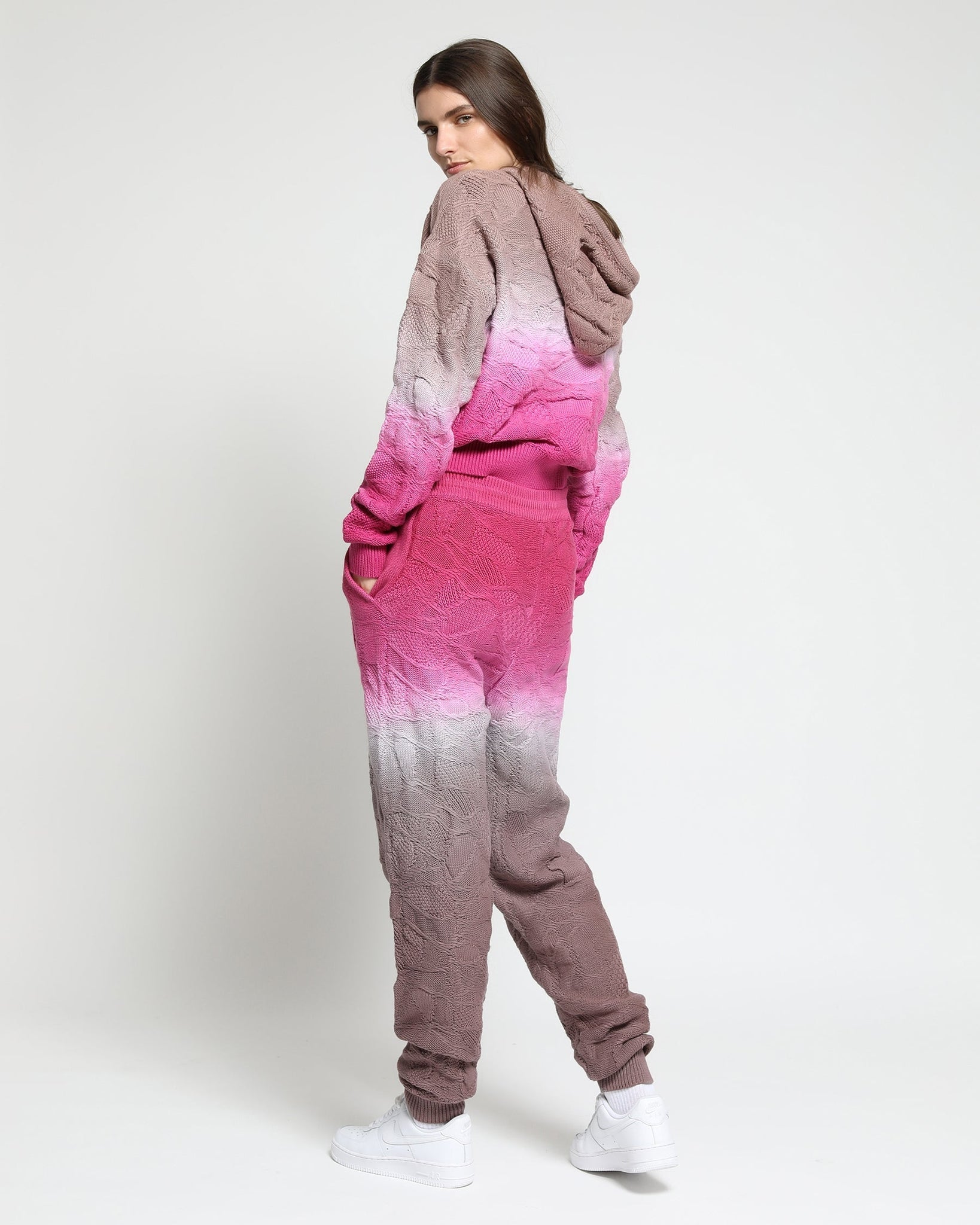 Crossover Netting Sweater Dip Dye Joggers (FINAL SALE)-Womens-Twenty