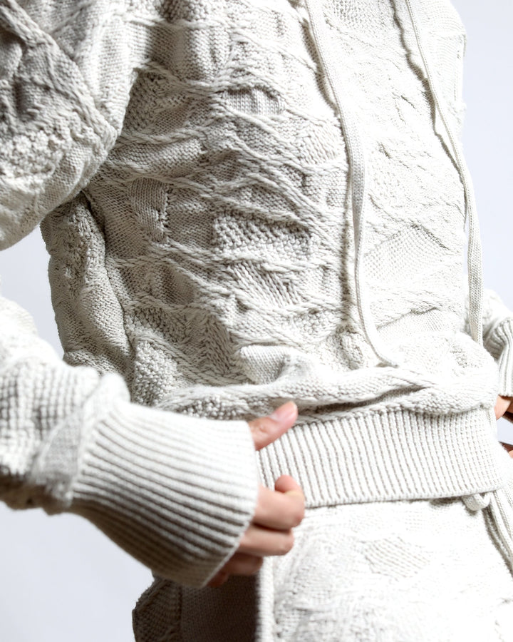 Crossover Netting Sweater Knit Hoodie (FINAL SALE) - twentytees