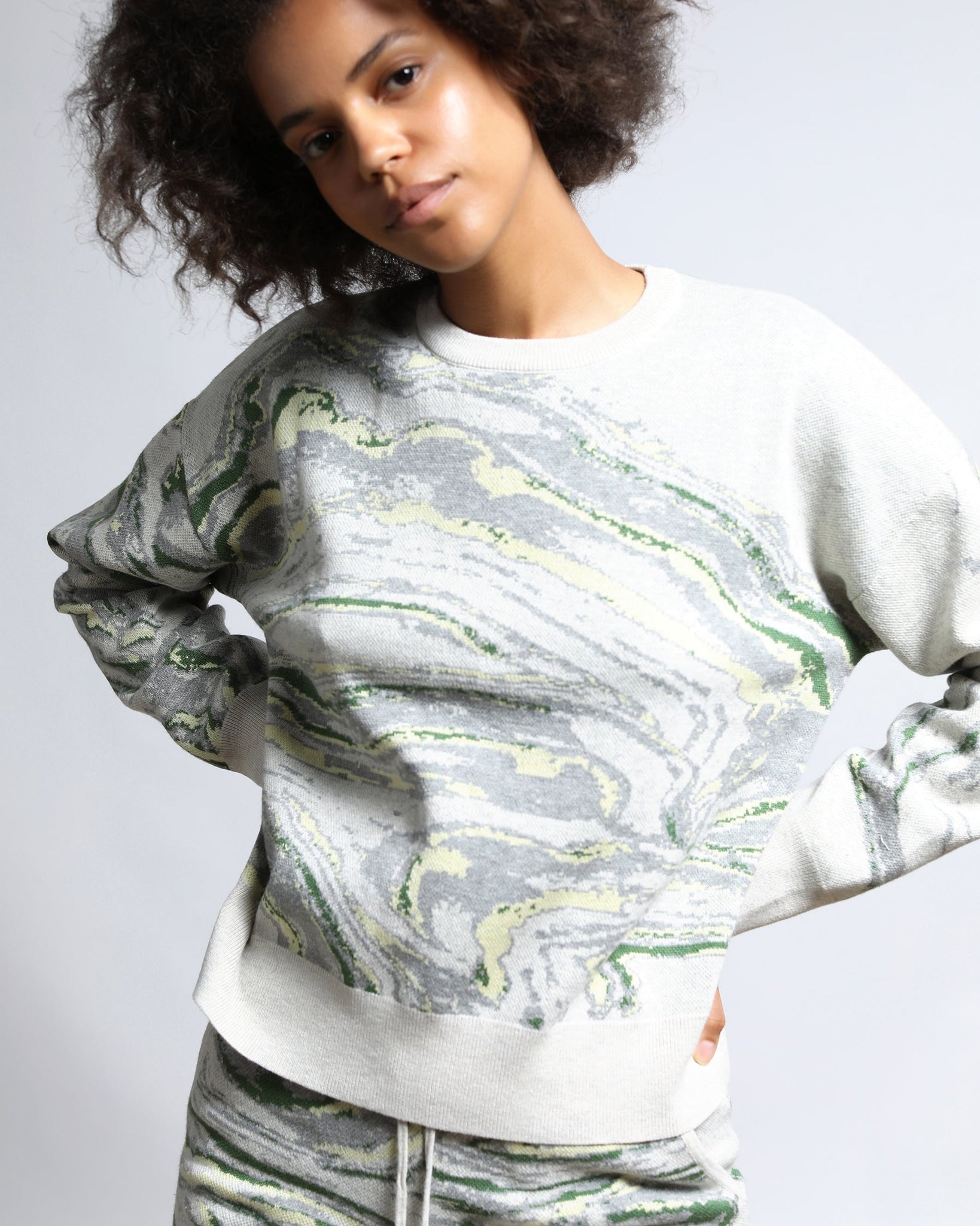 Crystal Azurite Color Spill Crewneck Sweater (FINAL SALE)-WOMENS-Twenty