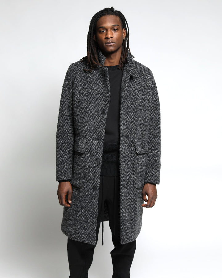 Drummond Chevron Wool Overcoat Jacket (FINAL SALE)-Mens-Twenty
