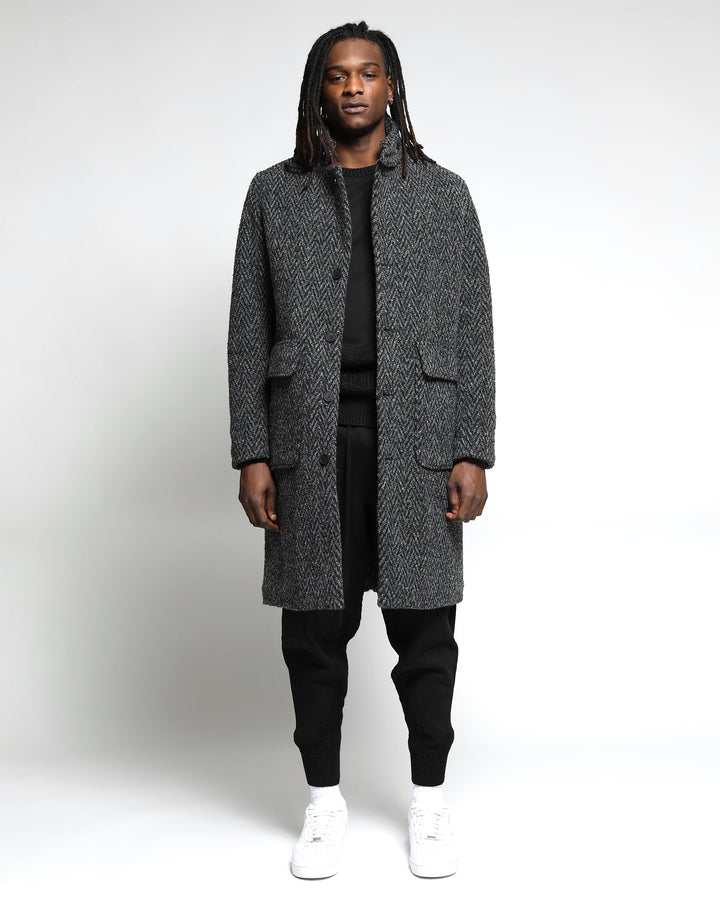 Drummond Chevron Wool Overcoat Jacket (FINAL SALE)-Mens-Twenty