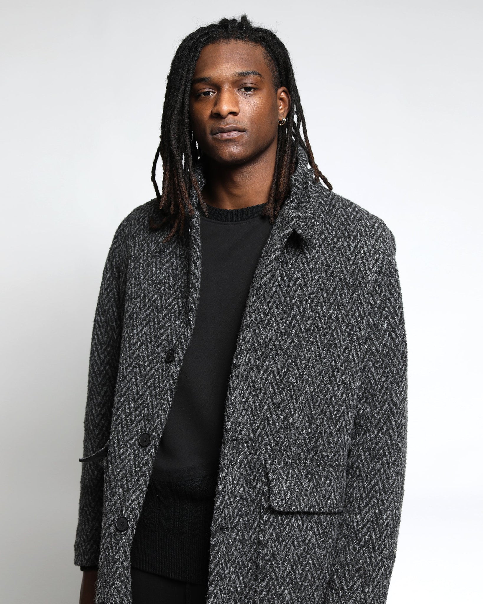 Drummond Chevron Wool Overcoat Jacket (FINAL SALE) - twentytees