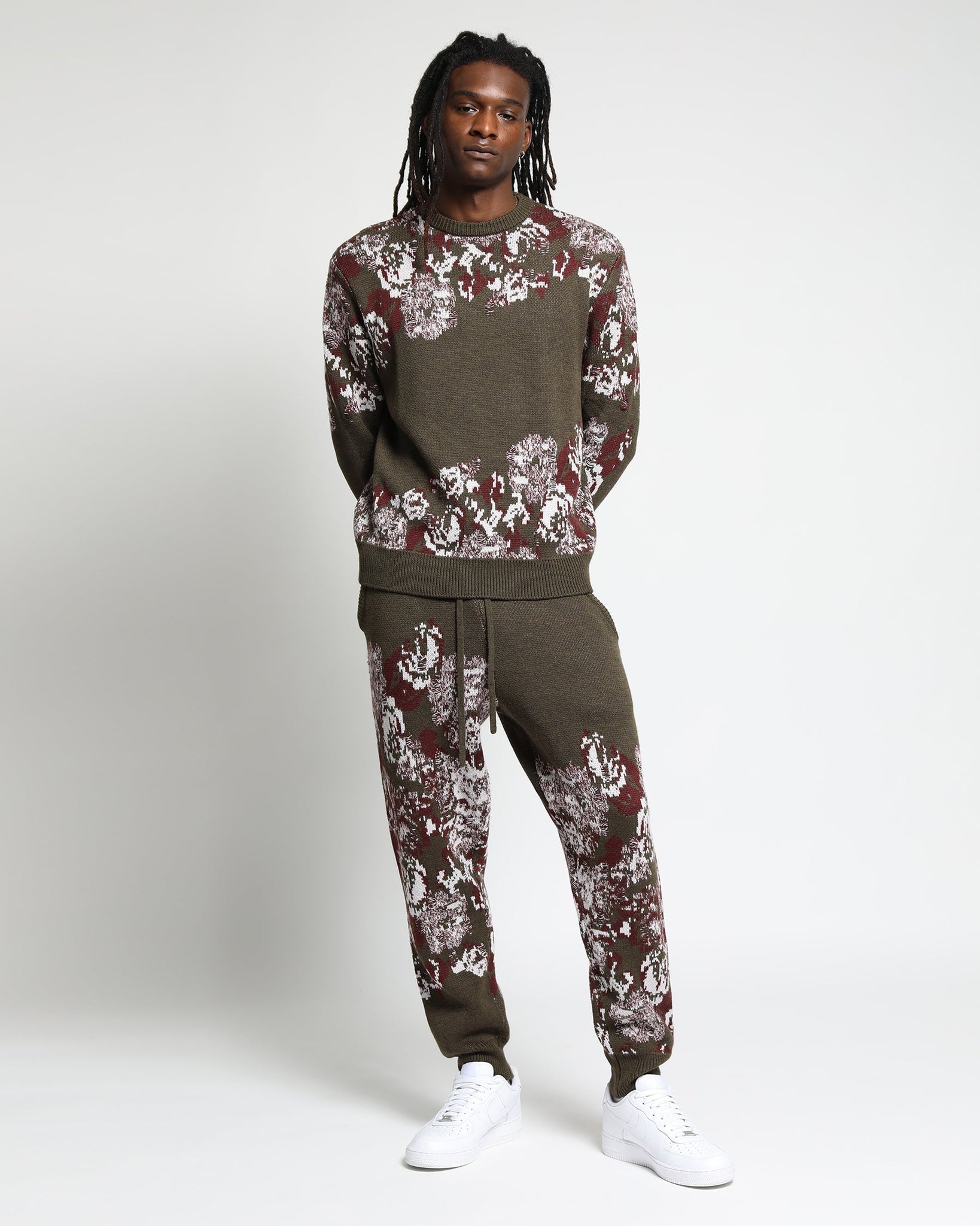 Hanging Floral Distressed Crewneck Sweater (FINAL SALE)-Mens-Twenty