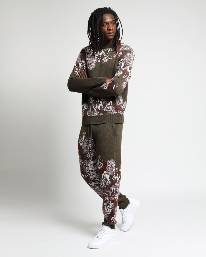 Hanging Floral Distressed Crewneck Sweater (FINAL SALE)-Mens-Twenty