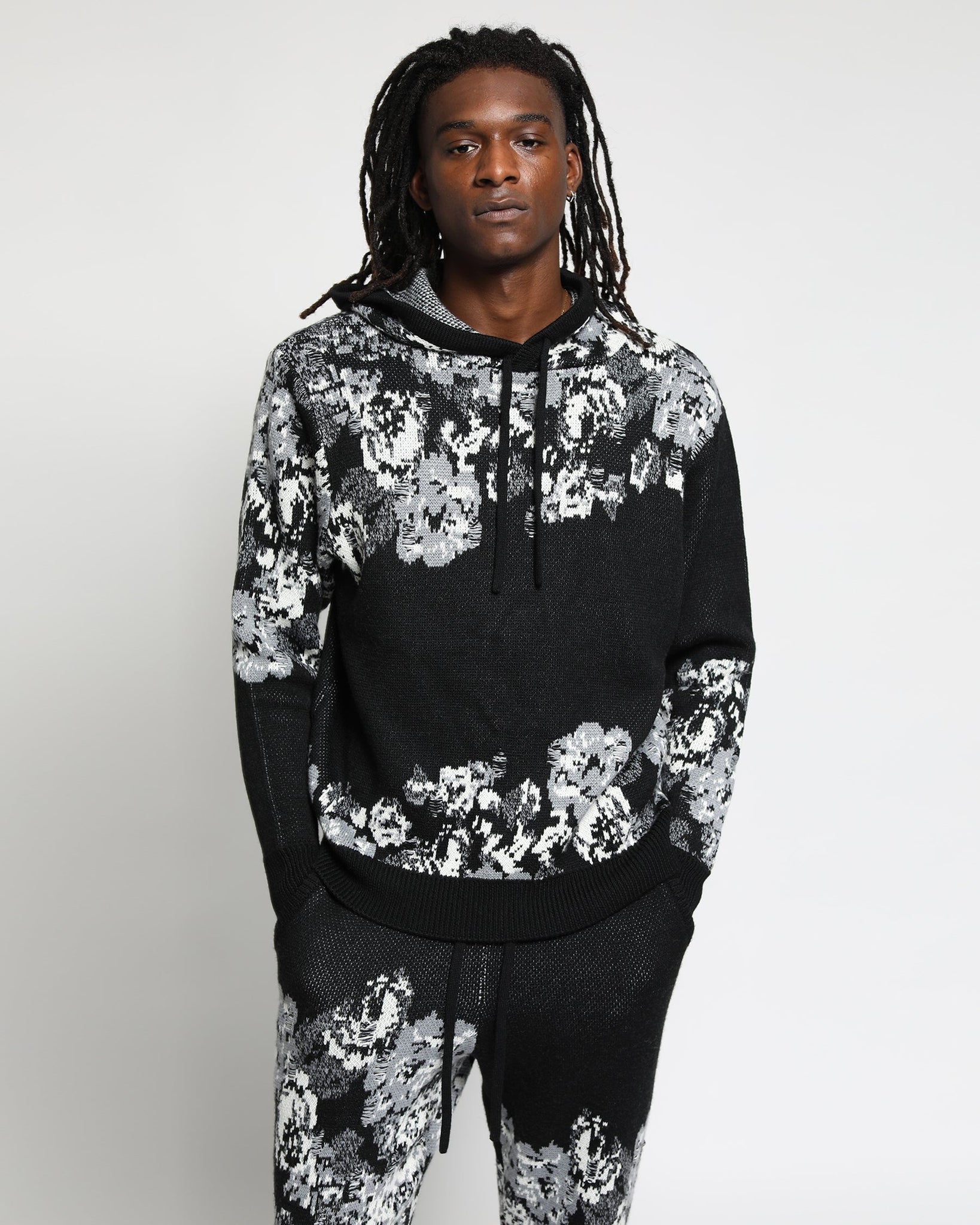 Hanging Floral Distressed Hoodie Sweater (FINAL SALE)-Mens-Twenty