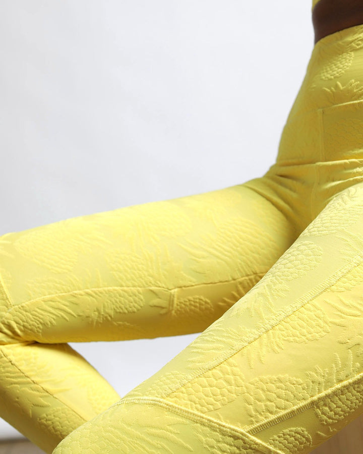Leggings - Yoga Style Pineapple Print Legging with 5 inch Long
