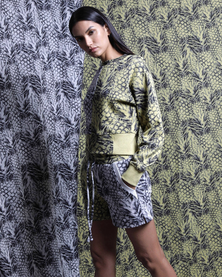 Pineapple Hyper Reality Knit Color Block Shorts (FINAL SALE)-WOMENS-Twenty