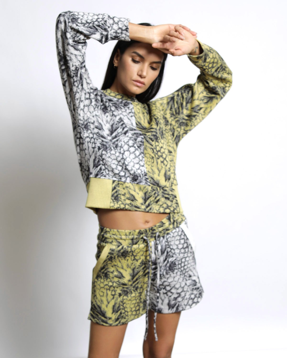Pineapple Hyper Reality Knit Color Block Shorts (FINAL SALE) - twentytees