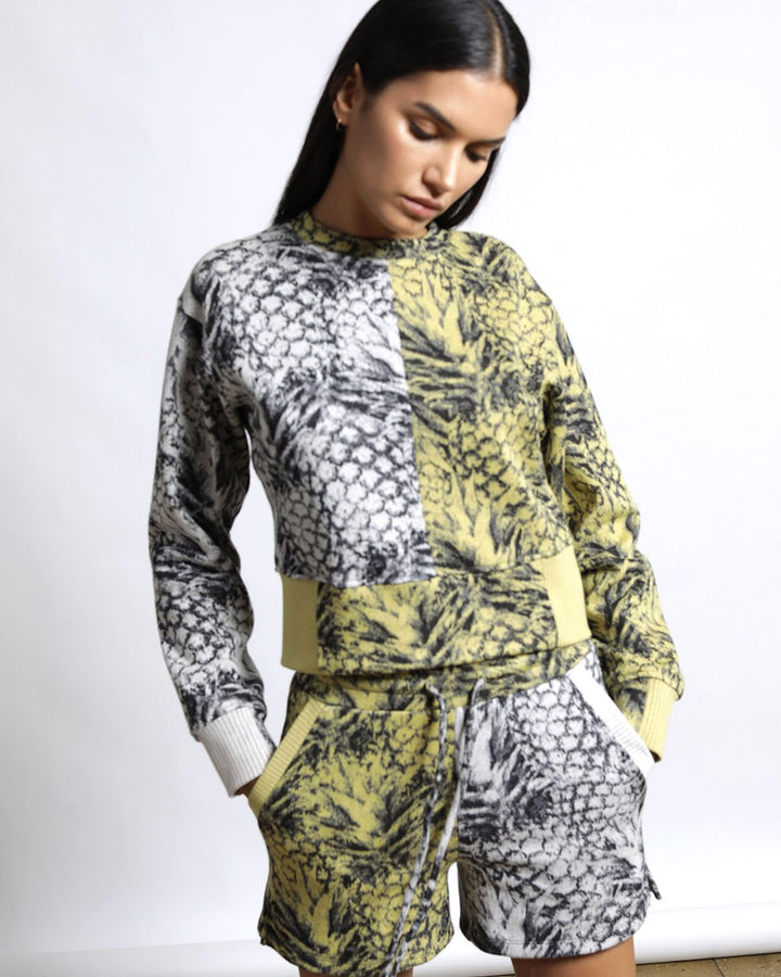 Pineapple Hyper Reality Knit Color Block Sweatshirt (FINAL SALE)-WOMENS-Twenty