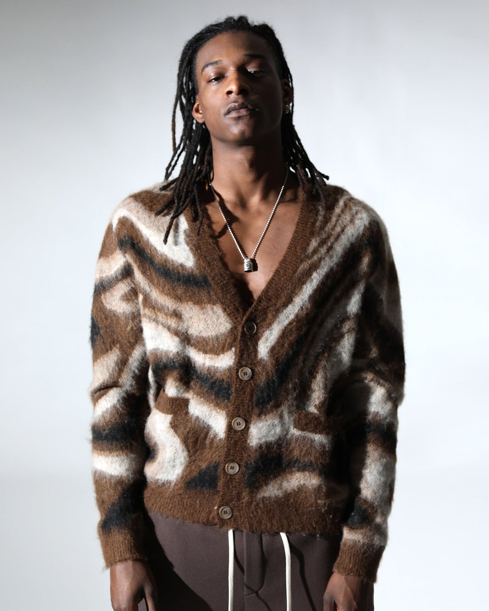 Spectrum Swirl Mohair Sweater Cardigan (FINAL SALE)-Mens-Twenty