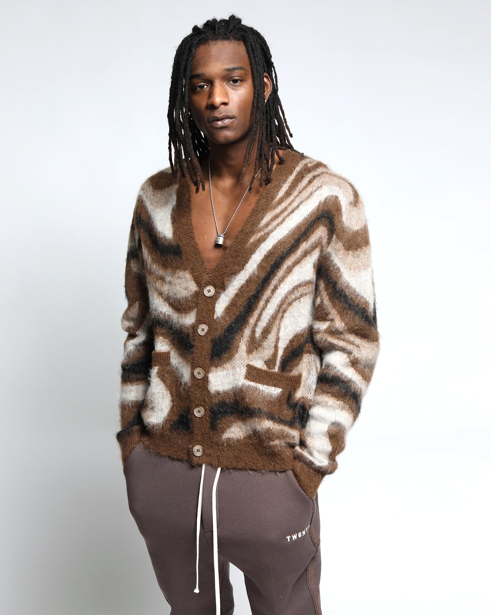 Spectrum Swirl Mohair Sweater Cardigan (FINAL SALE)-Mens-Twenty