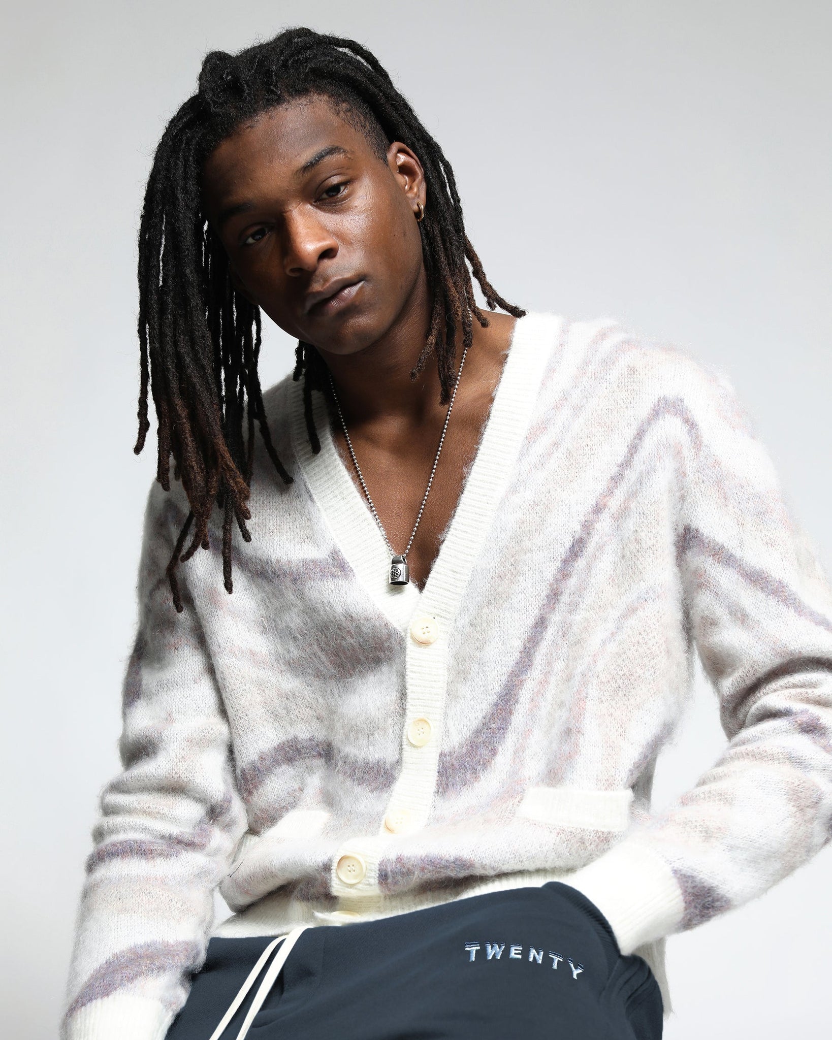 Spectrum Swirl Mohair Sweater Cardigan (FINAL SALE)-Mens-Twenty