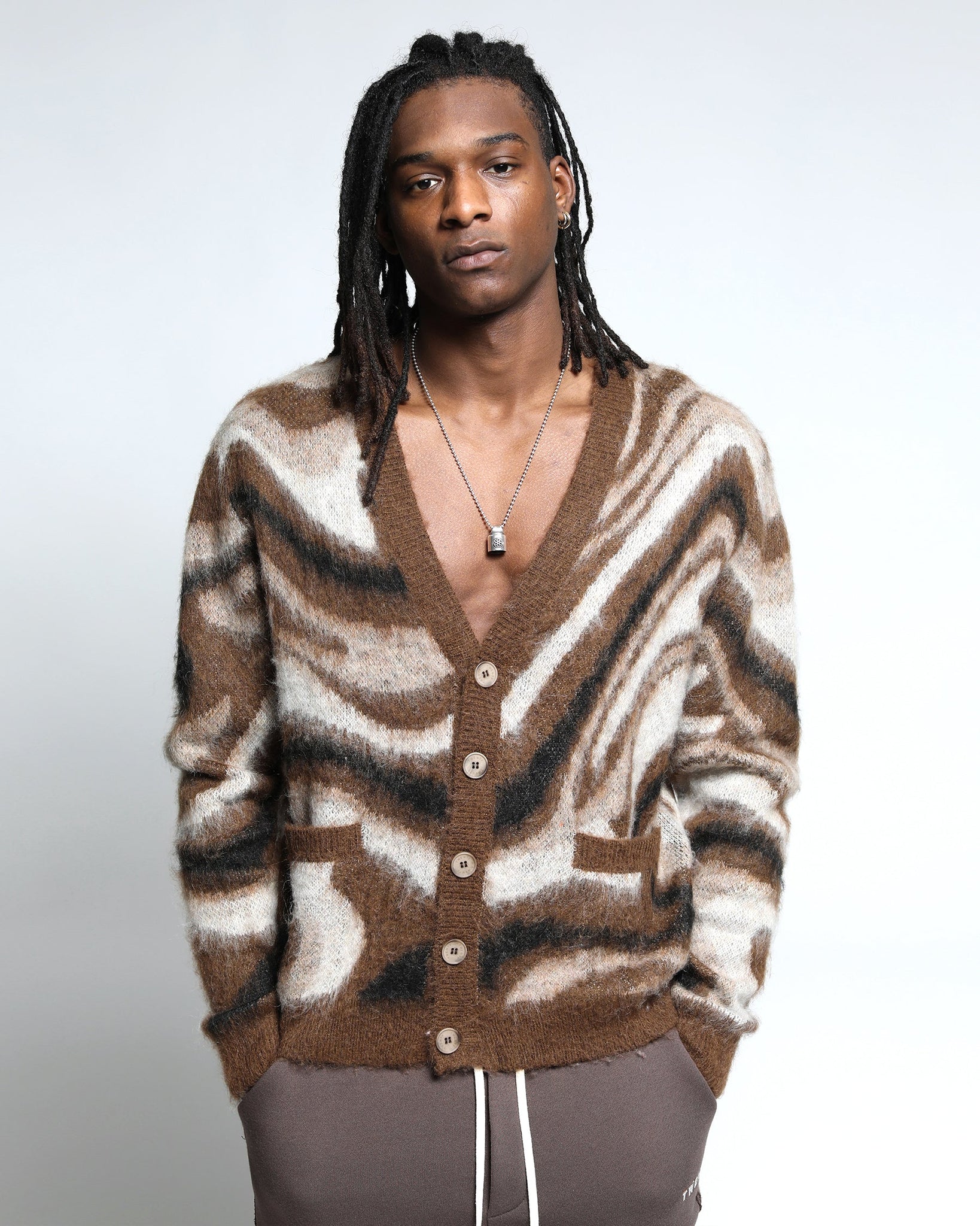 Spectrum Swirl Mohair Sweater Cardigan (FINAL SALE)-Mens-Twenty