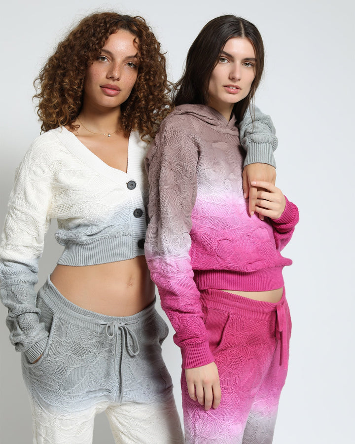 Crossover Netting Sweater Dip Dye Cardigan-Womens-Twenty