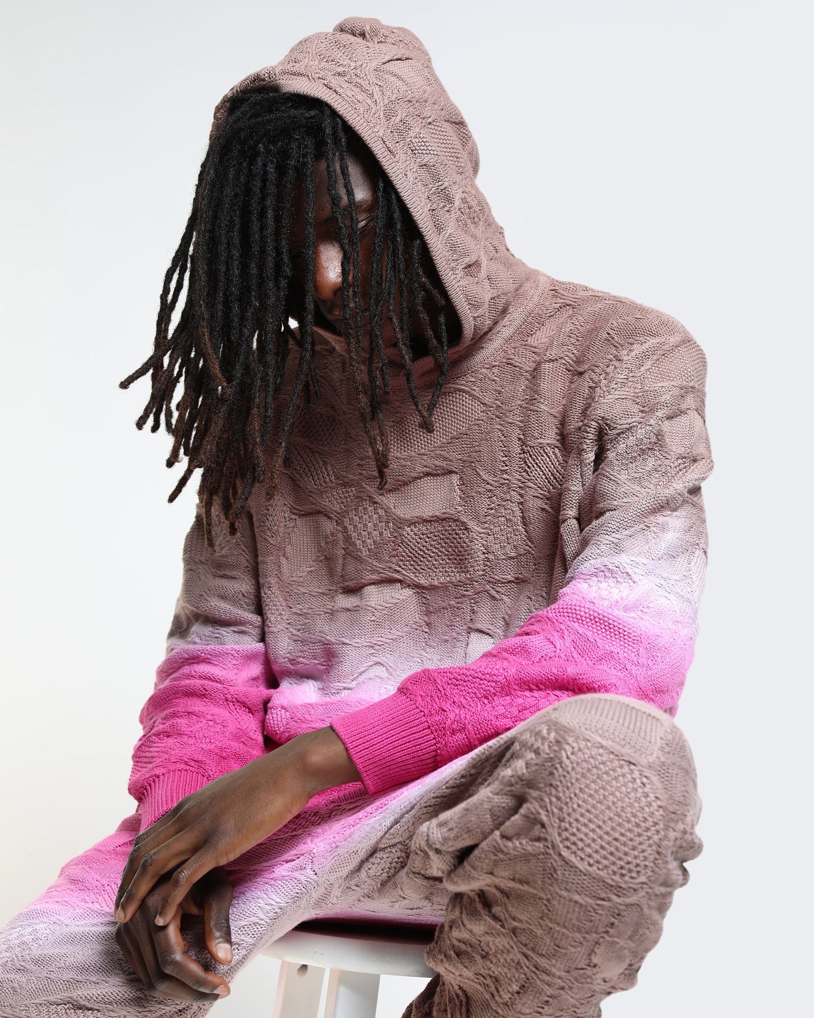 Crossover Netting Sweater Dip Dye Hoodie-Mens-Twenty
