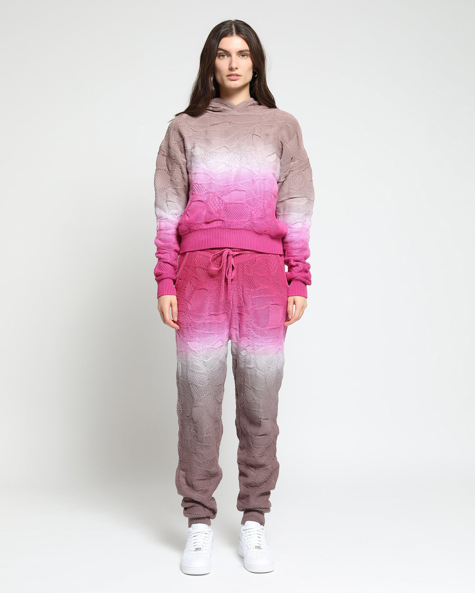 Crossover Netting Sweater Dip Dye Hoodie - twentytees