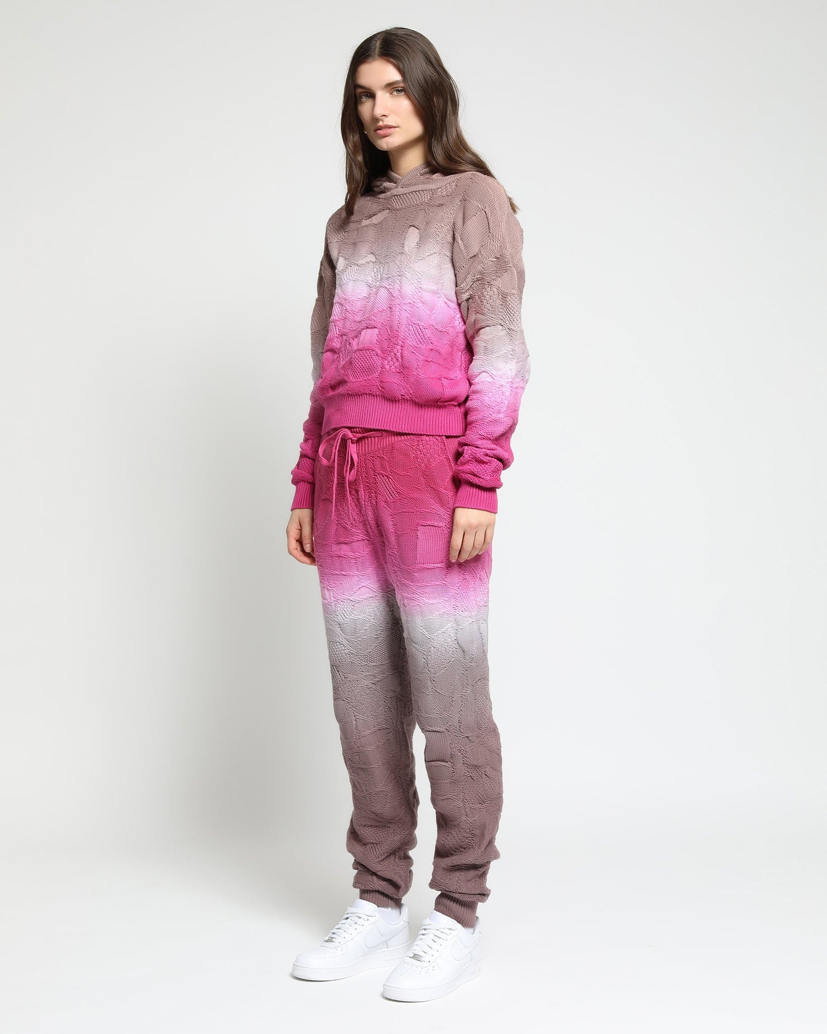 Crossover Netting Sweater Dip Dye Hoodie-Womens-Twenty