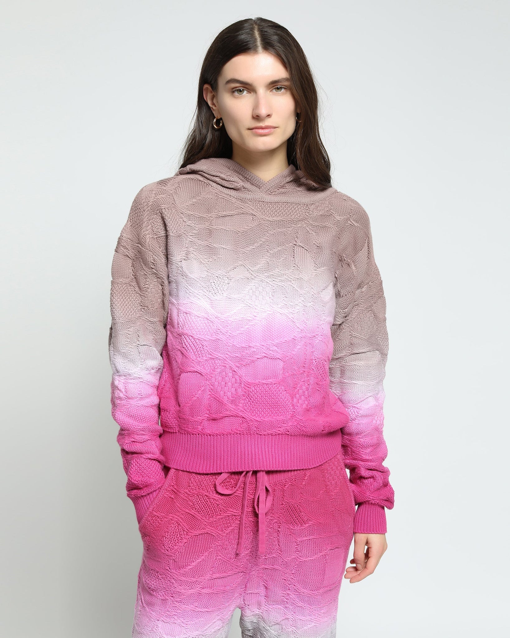 Crossover Netting Sweater Dip Dye Hoodie - twentytees