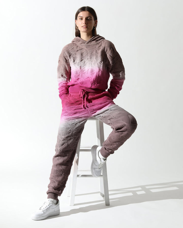 Crossover Netting Sweater Dip Dye Joggers - twentytees