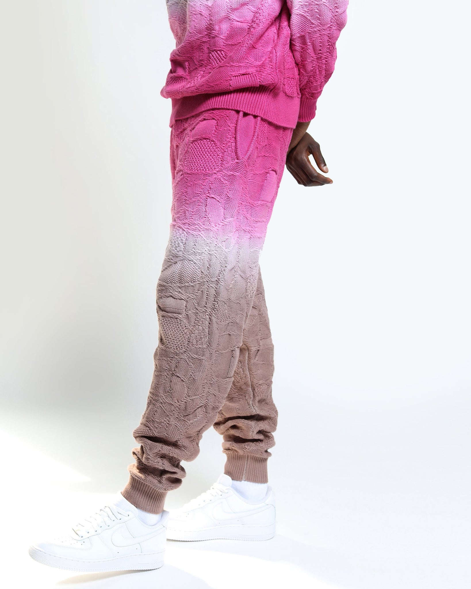 Crossover Netting Sweater Dip Dye Joggers-Mens-Twenty