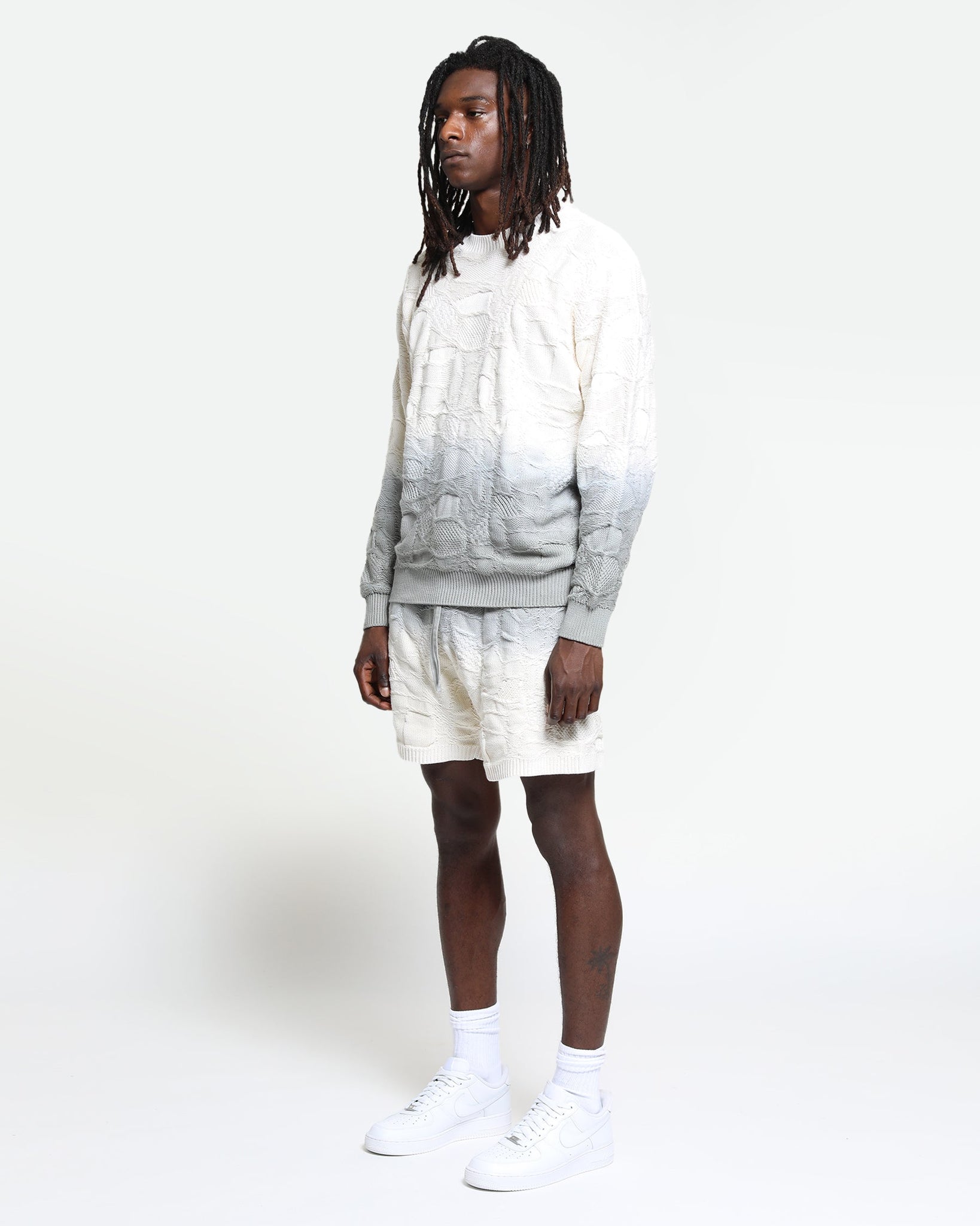 Crossover Netting Sweater Dip Dye Shorts - twentytees