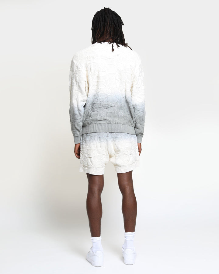 Crossover Netting Sweater Dip Dye Shorts - twentytees