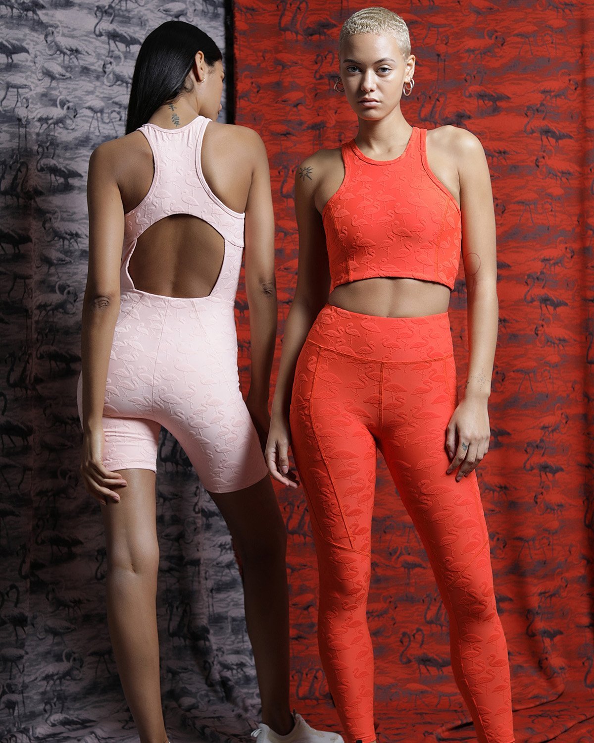 Flamingo 3D Activewear Zip-Up Biker Jumpsuit-WOMENS-Twenty