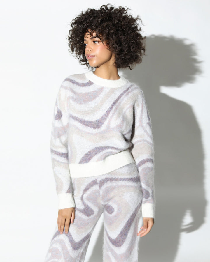 Spectrum Swirl Mohair Crewneck L/S Sweater-Womens-Twenty
