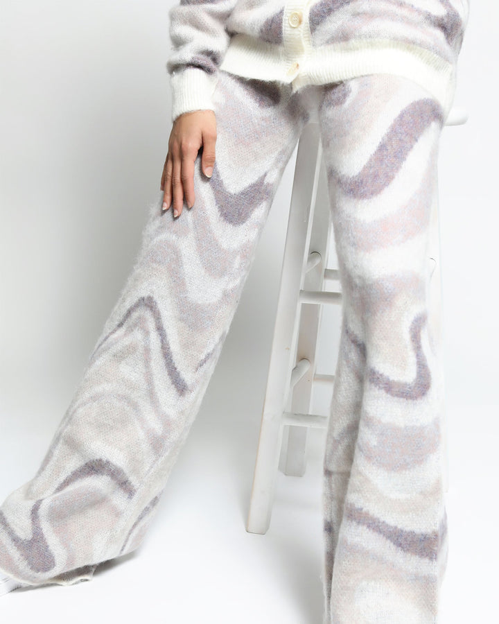 Spectrum Swirl Mohair Wide Leg Sweater Pants-Womens-Twenty