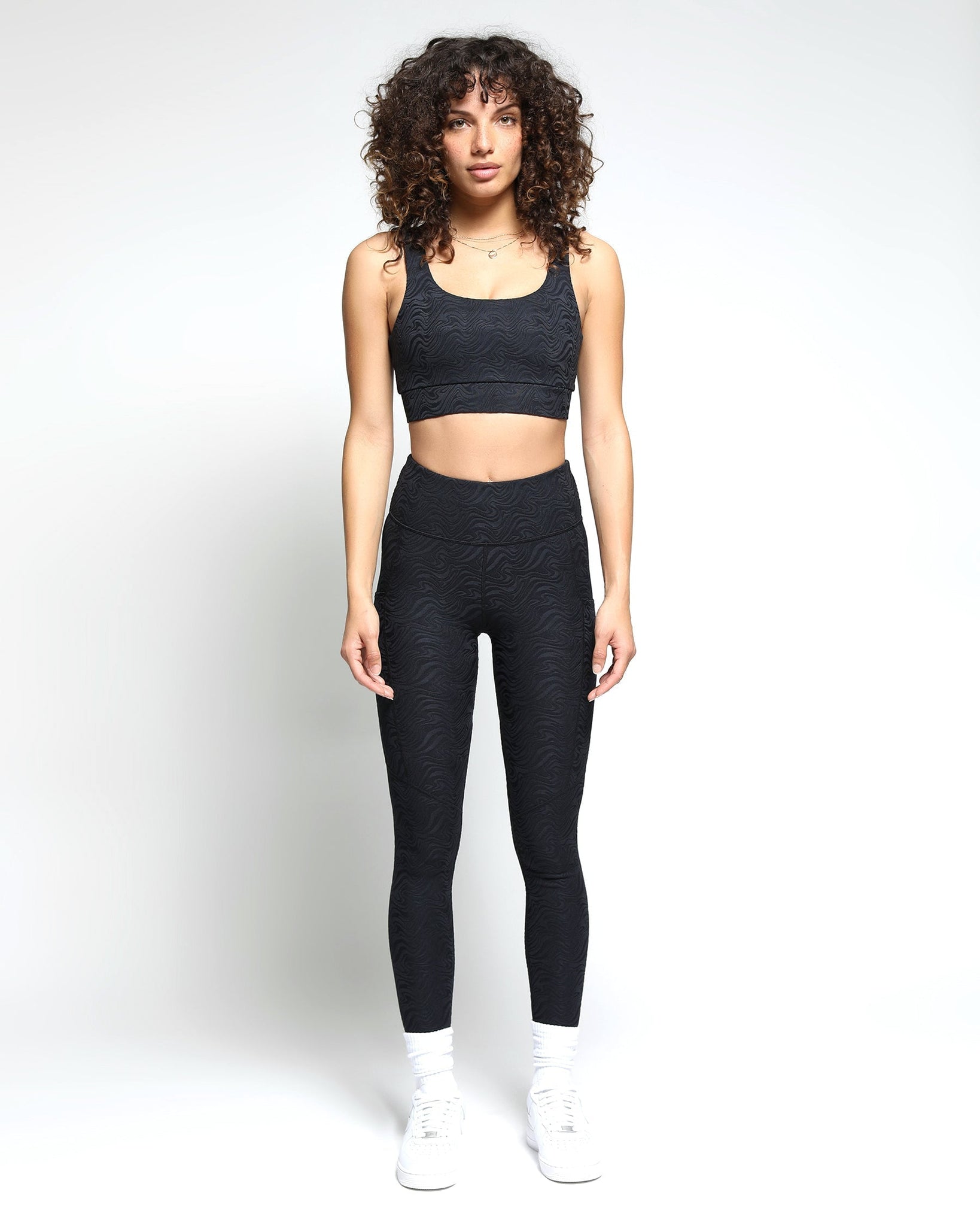AthletIc Women DriWorks Grey White Black Colorblock Leggings Yoga Pants Lg  12-14